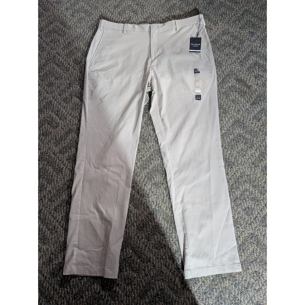 Jos A Bank Traveler Chino Active Pants 38x32 Tailored Fit Khaki 24J2S00008 NEW